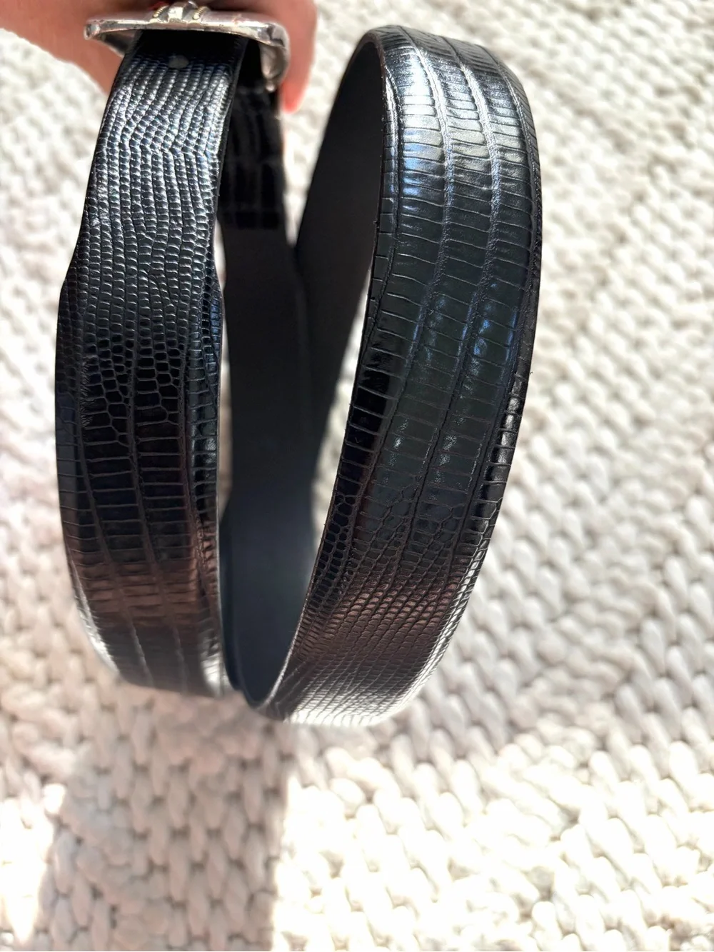 REMO TULLIANI Italian Black Calfskin Leather Belt Mens Size 40 30741 EUC VTG